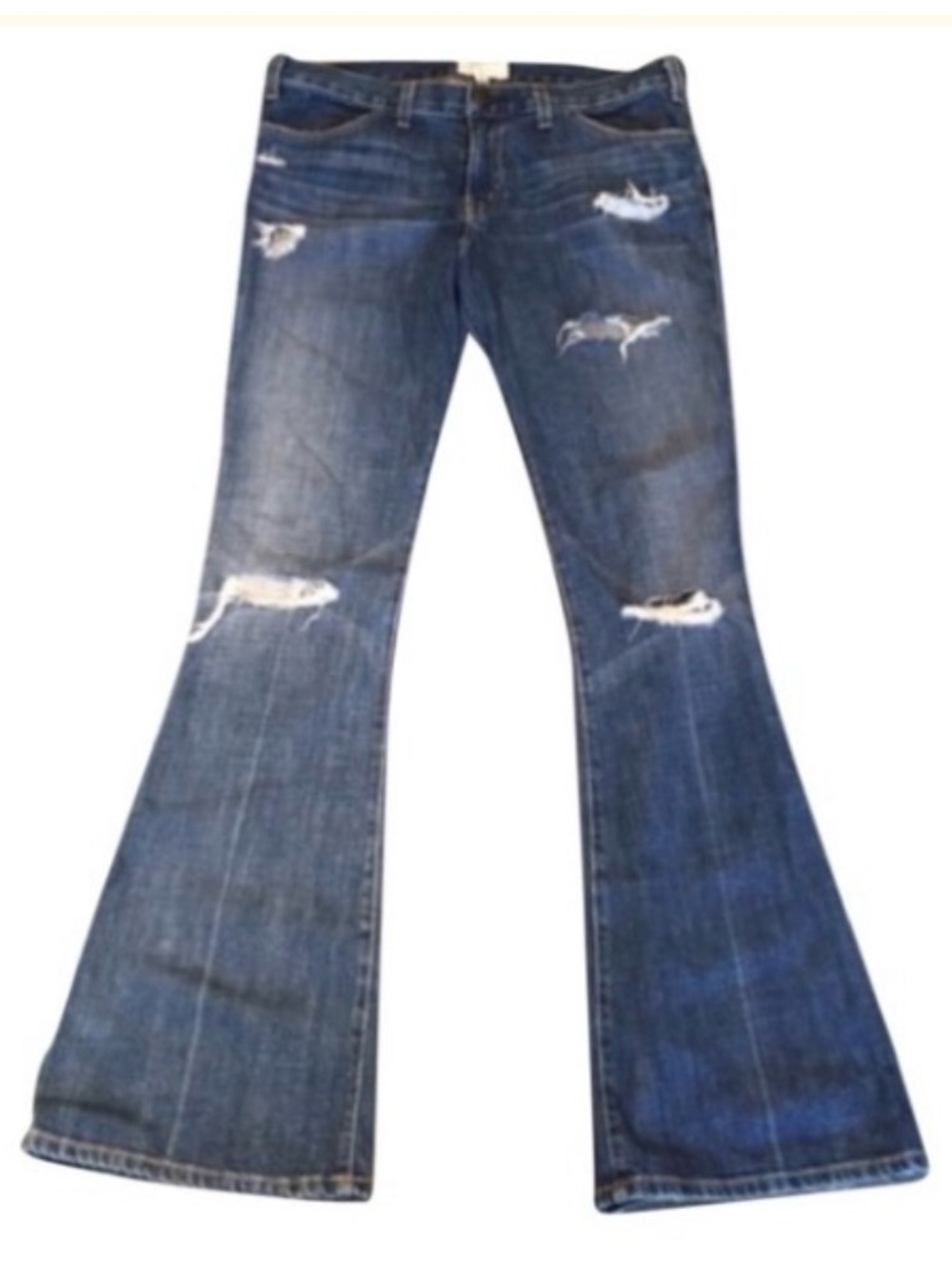 Current/Elliott Distressed Blue Bootcut Jeans